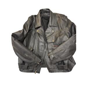 Vintage Rare German Leather Biker Jacket Men's EU 50 US Conceal Carry Pocket